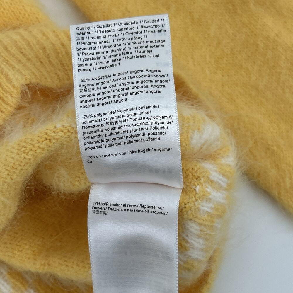 Escada Resort Sweater Women S Turtleneck Angora Yellow Fair Isle Fluffy Italy - Picture 5 of 9